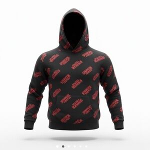 Stranger Things Medium Black Hoodie with Red